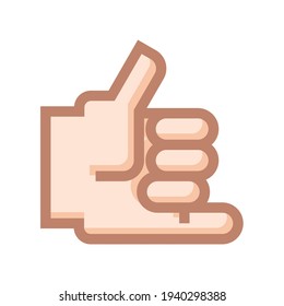 Dibujo de la mano con pulgar abierto y 3 dedos cerrados. Mano con pulgar abierto y 3 dedos cerrados. Icono con pulgar abierto y 3 dedos cerrados.

