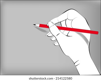 Drawing a hand with a pencil