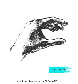 Drawing hand and sketch arm. Vector illustration.