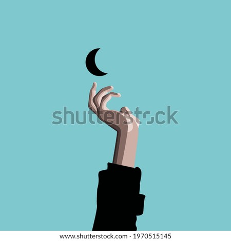 Drawing of a Hand Touching the Crescent