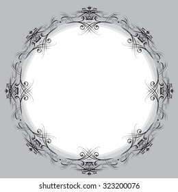 drawing hand vintage frame baroque elements for advertising in vintage style, vector ornament, to frame the logo or text scrolling list Black and white
