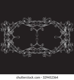 drawing hand vintage frame baroque elements for advertising in vintage style, vector ornament, to frame the logo for text