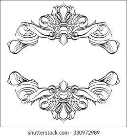 drawing hand vintage frame baroque elements for advertising in vintage style, vector ornament, to frame the logo for text