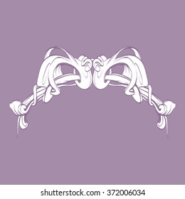 drawing hand vintage frame baroque elements for advertising in vintage style, vector ornament, to frame the logo or text scrolling list Black and white