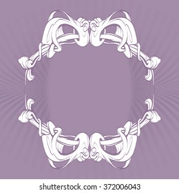 drawing hand vintage frame baroque elements for advertising in vintage style, vector ornament, to frame the logo or text scrolling list Black and white