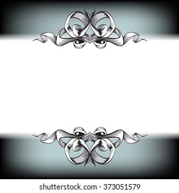 drawing hand vintage frame baroque elements for advertising in vintage style, vector ornament, to frame the logo or text scrolling list Black and white