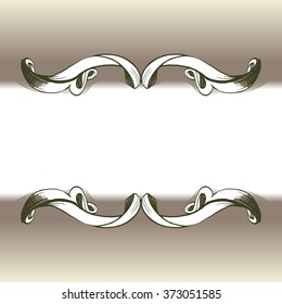 drawing hand vintage frame baroque elements for advertising in vintage style, vector ornament, to frame the logo or text scrolling list Black and white