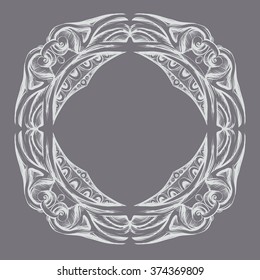 drawing hand vintage frame baroque elements for advertising in vintage style, vector ornament, to frame the logo or text scrolling list Black and white