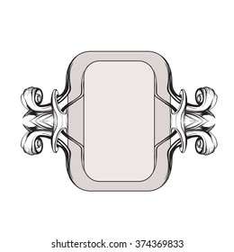 drawing hand vintage frame baroque elements for advertising in vintage style, vector ornament, to frame the logo or text scrolling list Black and white