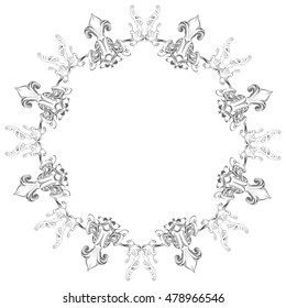 drawing hand vintage frame baroque elements for advertising in vintage style, ornament, to frame the logo or text scrolling list Black and white