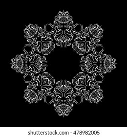 drawing hand vintage frame baroque elements for advertising in vintage style, ornament, to frame the logo or text scrolling list Black and white