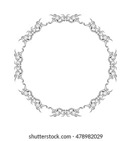 drawing hand vintage frame baroque elements for advertising in vintage style, ornament, to frame the logo or text scrolling list Black and white