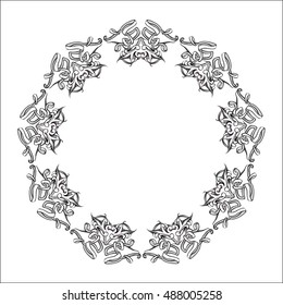 drawing hand vintage frame baroque elements for advertising in vintage style, ornament, to frame the logo or text scrolling list Black and white