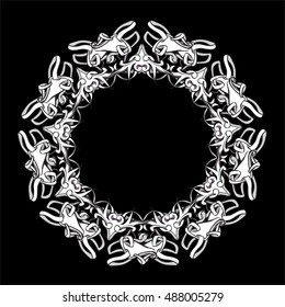 drawing hand vintage frame baroque elements for advertising in vintage style, ornament, to frame the logo or text scrolling list Black and white
