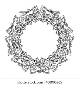 drawing hand vintage frame baroque elements for advertising in vintage style, ornament, to frame the logo or text scrolling list Black and white