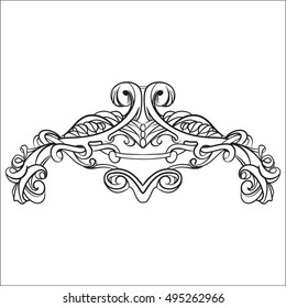 drawing hand vintage frame baroque elements for advertising in vintage style, ornament, to frame the logo or text scrolling list Black and white vector