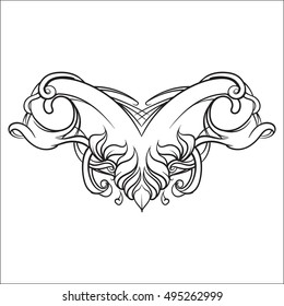 drawing hand vintage frame baroque elements for advertising in vintage style, ornament, to frame the logo or text scrolling list Black and white vector