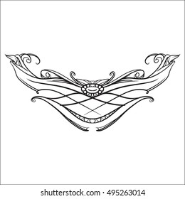 drawing hand vintage frame baroque elements for advertising in vintage style, ornament, to frame the logo or text scrolling list Black and white vector