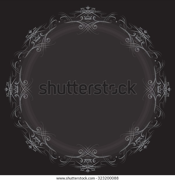 drawing hand vintage frame baroque\
elements for advertising in vintage style, vector ornament, to\
frame the logo or text scrolling list Black and\
white
