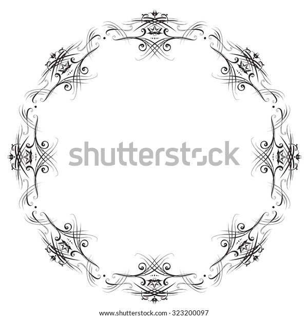 drawing hand vintage frame baroque
elements for advertising in vintage style, vector ornament, to
frame the logo or text scrolling list Black and
white