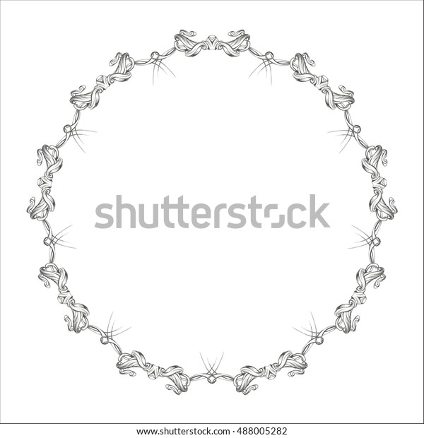 drawing hand vintage frame baroque elements for\
advertising in vintage style, ornament, to frame the logo or text\
scrolling list Black and\
white