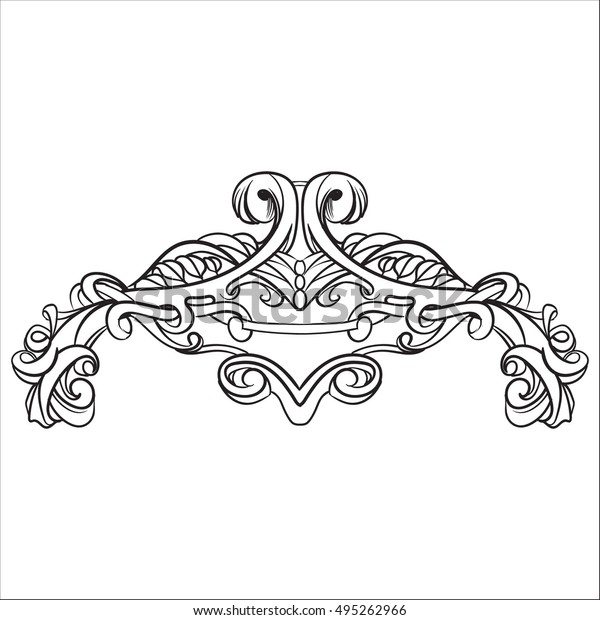 drawing hand vintage frame baroque elements
for advertising in vintage style, ornament, to frame the logo or
text scrolling list Black and white
vector