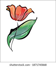 
Drawing handmade fashion digital sketch vector graphics with floral spring pattern for design logo with  tulip 