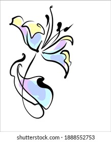 
Drawing handmade fashion digital sketch vector graphics with floral spring pattern for design logo with  tulip 