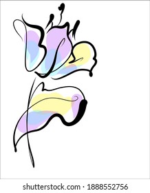 
Drawing handmade fashion digital sketch vector graphics with floral spring pattern for design logo with  tulip 