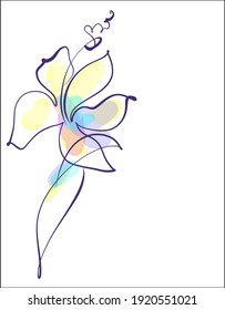 
Drawing handmade fashion digital sketch vector graphics with floral  pattern for design logo with  Hibiscus