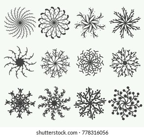 Drawing hands about art flowers like snowflakes in winter or Christmas. Out line art. Illustration vector
