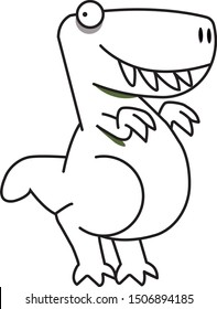 Drawing of a happy cartoon dragon, in profile, green and standing for any type of illustration or to illuminate