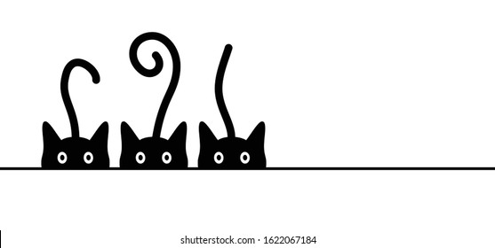 Drawing happy cat line pattern.  Kitty silhouette pictogram. Flat vector sleeping cartoon sketch sign. Animals day or Cat day. Lovers, love heart kitten. Cats say meow. Mouse, fishbone doodle icon.