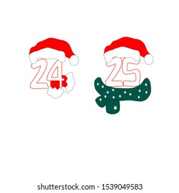 Drawing happy christmas day 24 ,25 wear santa claus red hat