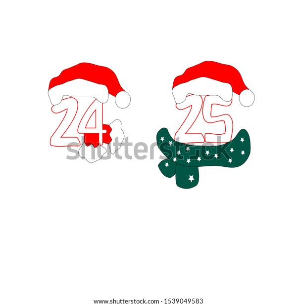 Drawing Happy Christmas Day 24 25 Signssymbols Holidays