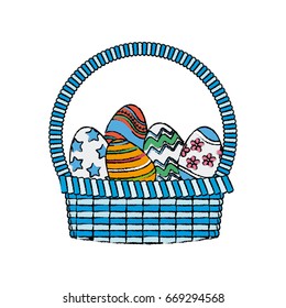 drawing happy easter basket egg decoration image