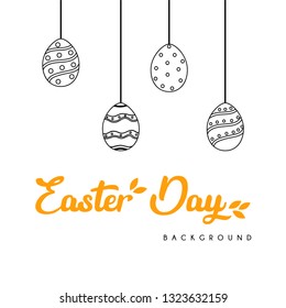 drawing Happy Easter day with easter day letering design. Happy easter eggs - Vector