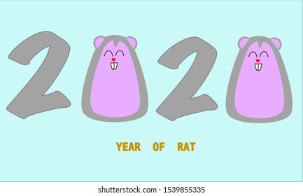 Drawing Happy New Year 2020 rat year