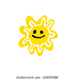 Drawing of happy smiling sun.