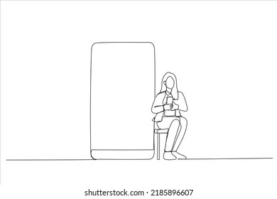 Drawing Happy Woman Sitting On Chair Stock Vector (Royalty Free ...