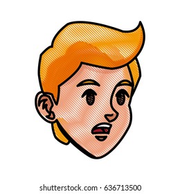 Drawing Head Boy Surprise Face Character Stock Vector (Royalty Free ...