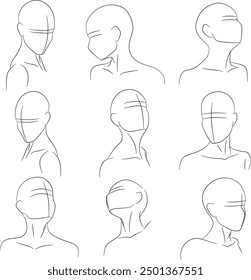 drawing head perspective vector pack