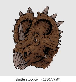 Drawing head triceratops mascot,illustrasion Premium Vector