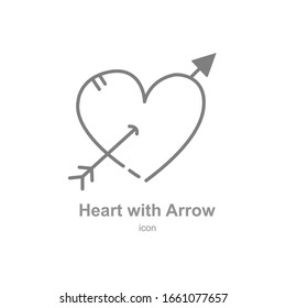 Drawing heart with arrow icon on white background.Vector illustration.