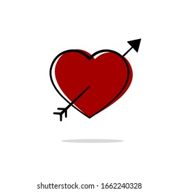 Drawing heart with arrow icon.Vector illustration.