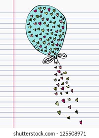 Drawing heart and balloon