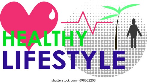 drawing heart line depicting heartbeat and that says a Healthy lifestyle
