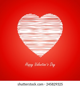 drawing heart on red background (vector)