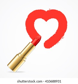 Drawing Heart with Red Lipstick. Vector illustration