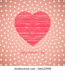 drawing heart with rounded heart pattern on pink background (vector)